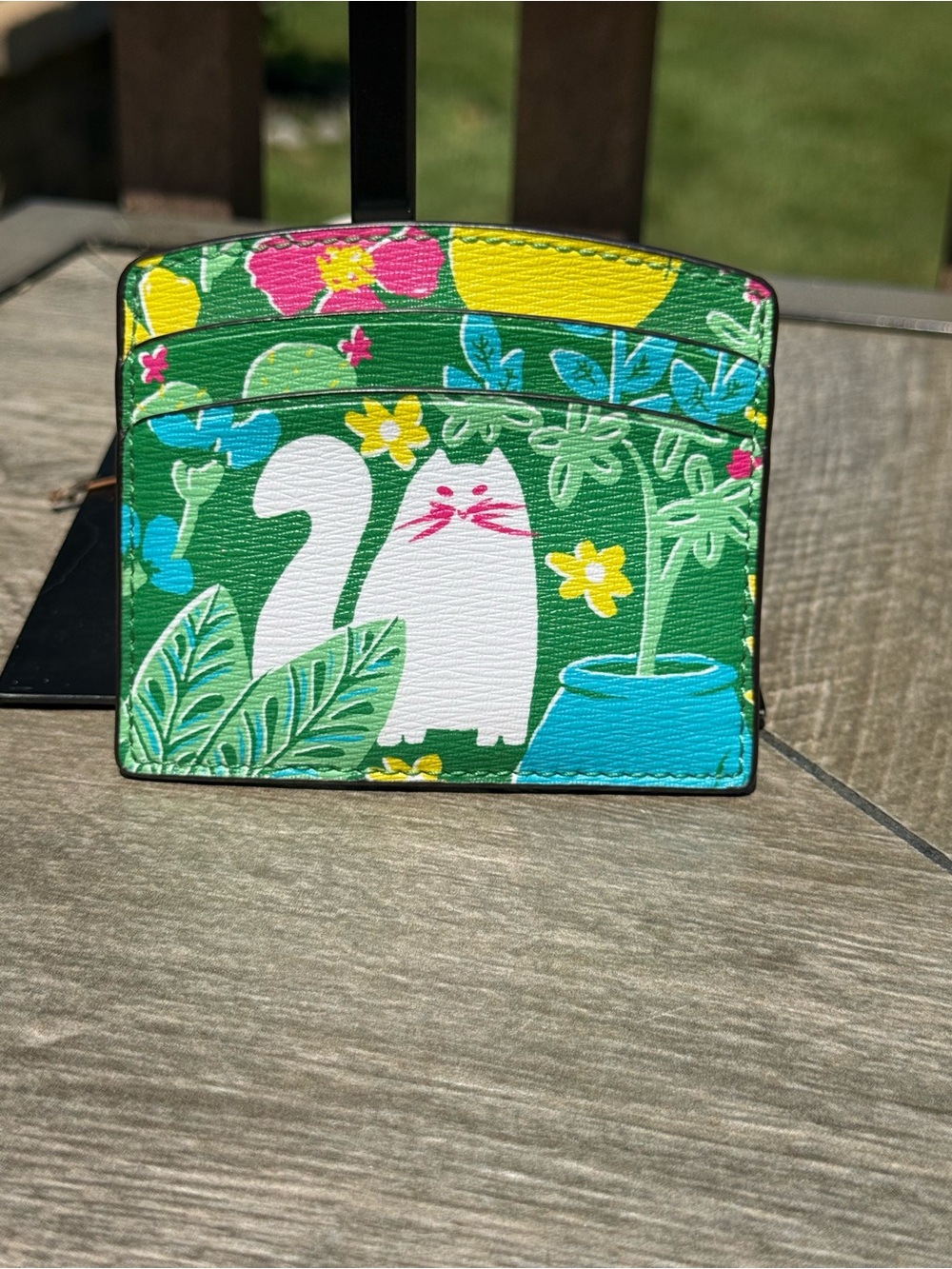 kate spade Green Floral Cat Cardholder - Picture 2 of 6